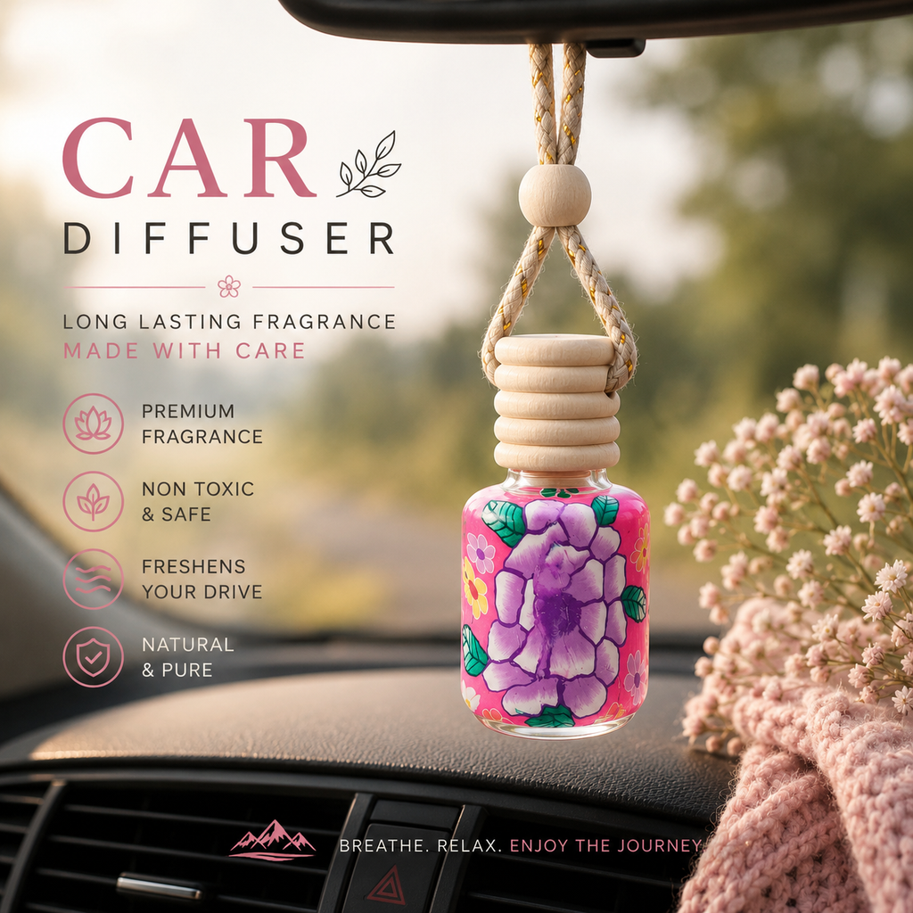 Floral Hanging Car Diffuser – Premium Decorative Air Freshener (15ml)